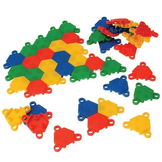 Flexi Hexis 160 Pc In Four Bright Colors That Hook Together 1 1/2" T Flexible Material For Ages 3 Years And Up constructive Playthings