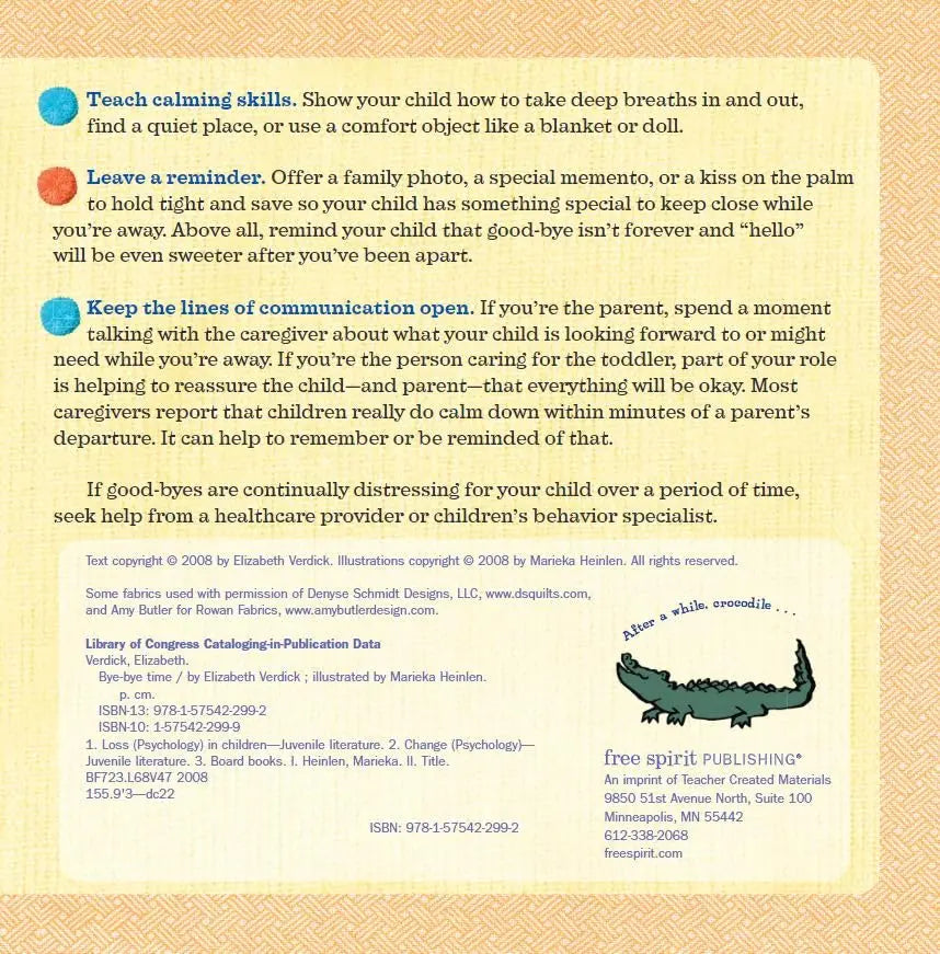 Bye-Bye Time (Toddler Tools® Board Books) Free Spirit Publishing