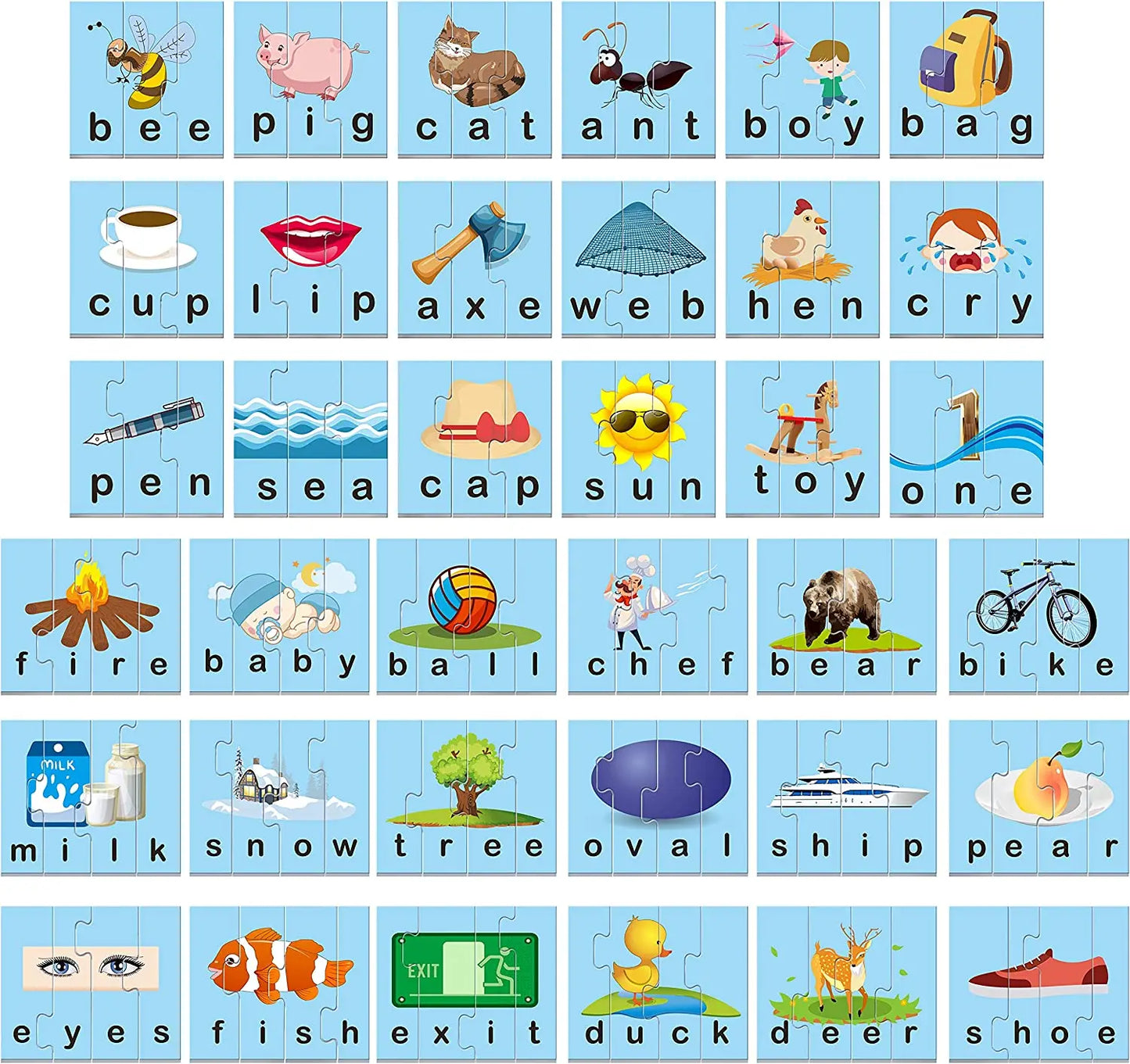 72 Word Spelling Puzzles with Error - Correction Mechanism in 3 and 4 Pieces - Da Vinci School Supplies