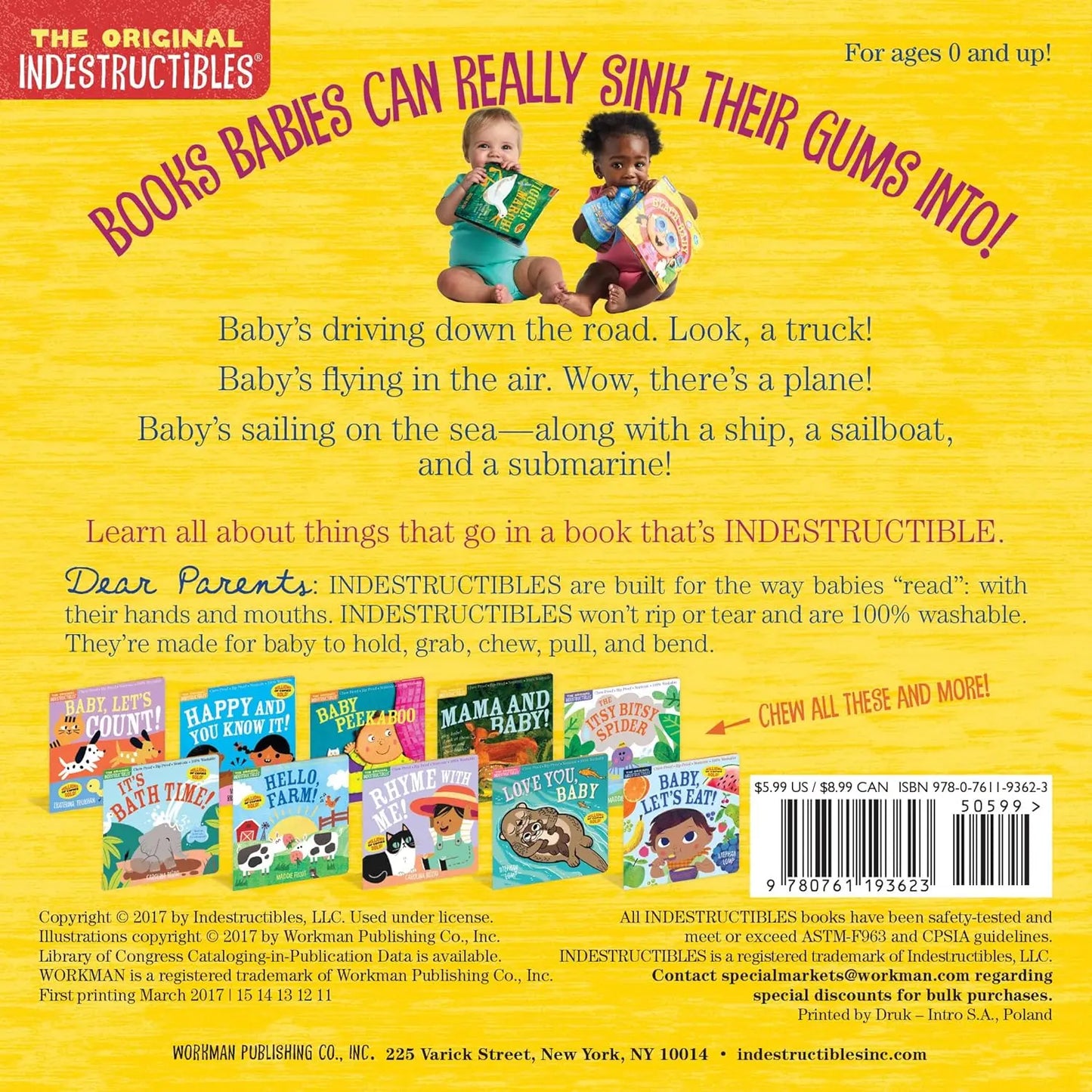 Indestructibles: Things That Go! Workman Kids