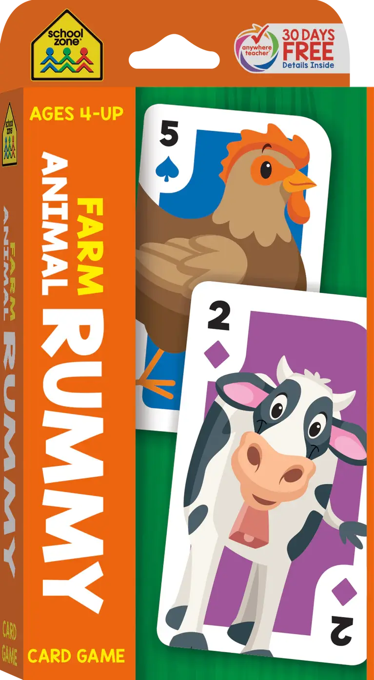 Farm Animal Rummy Card Game - Flash Cards School Zone Publishing