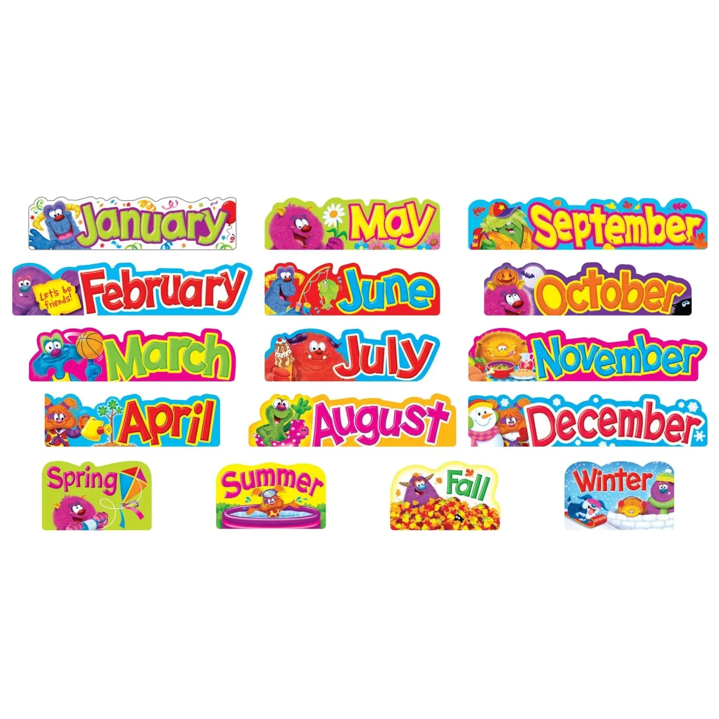 Furry Friends® Monthly & Seasonal Headers Mini Bulletin Board Set Furry Friends®