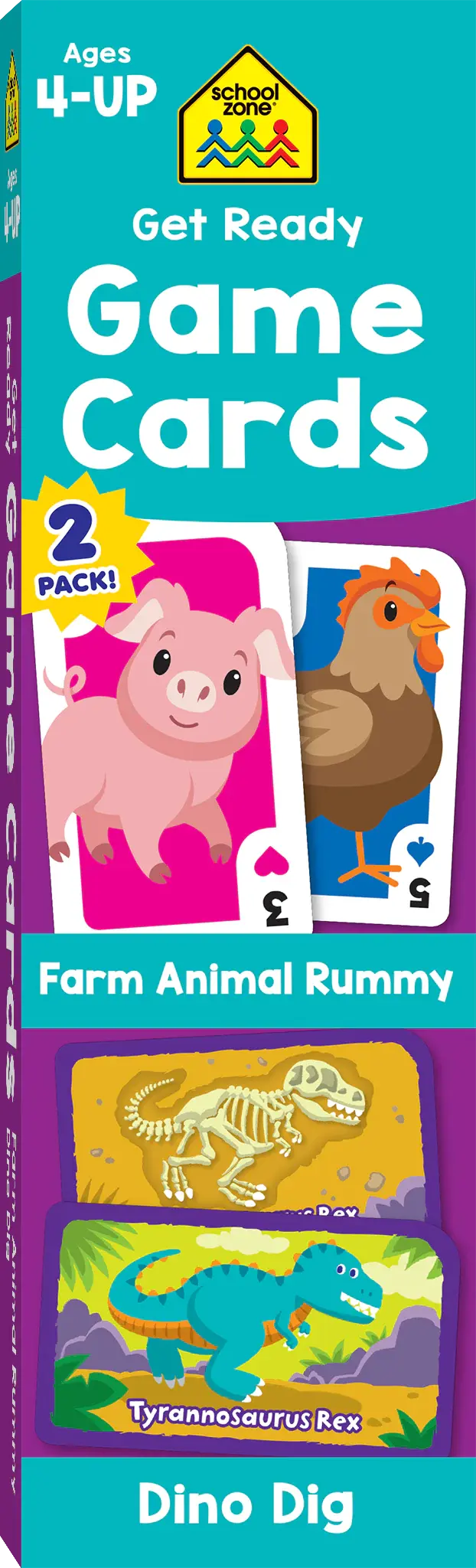 Get Ready Game Cards Farm Animal Rummy & Dino Dig (2-Pack) - Flash Cards School Zone Publishing