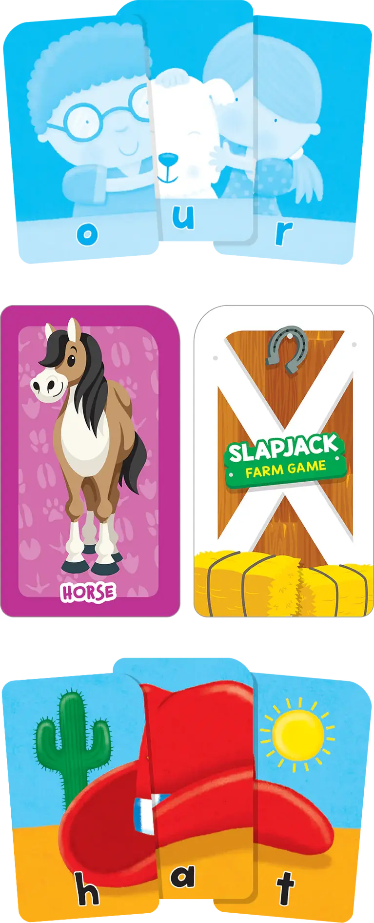 Get Ready Game Cards Three-Letter Words & Slapjack Farm (2-Pack) - Flash Cards School Zone Publishing