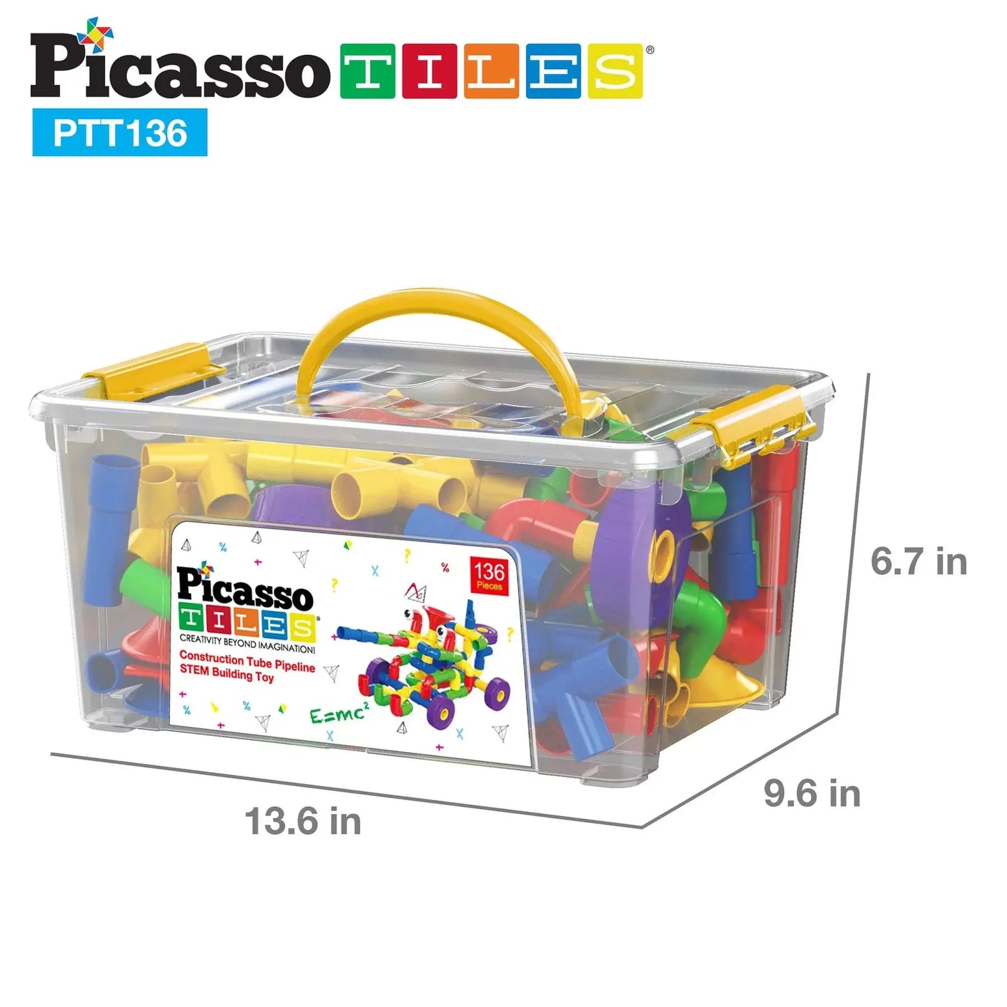 PicassoTiles PTT136 - Conjunto de 136 Peças para Construção e Desenvolvimento Infantil com Elementos Musicais Picasso Tiles