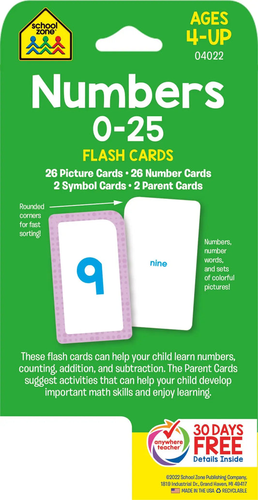 School Zone - Numbers 0-25 Flash Cards School Zone Publishing