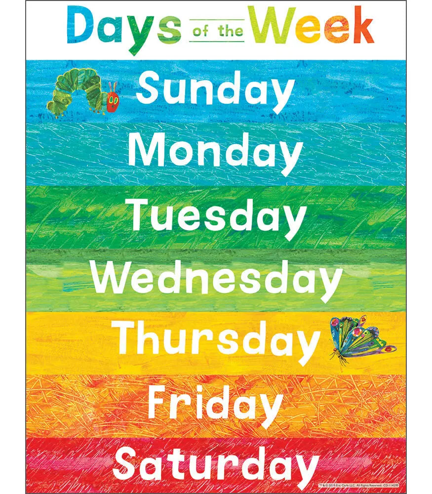World of Eric Carle™ Days of the Week Chart Grade PK-2 Carson-Dellosa