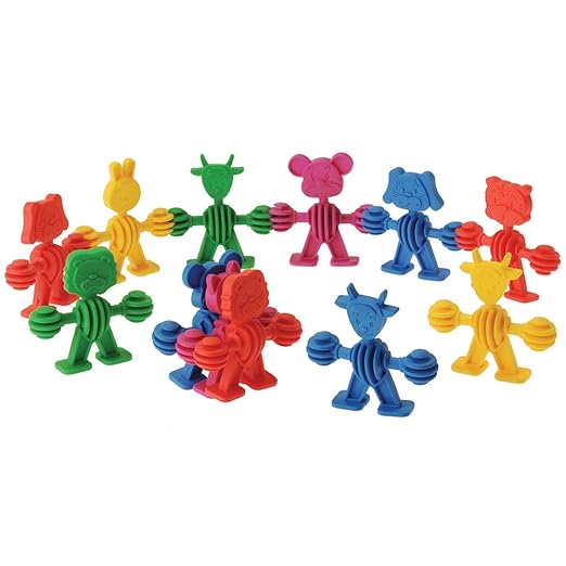 Constructive Playthings 36 Piece Flexanimals Set Can Build Paw to Paw or Belly to Belly in 5 Colors Allowing Patterning