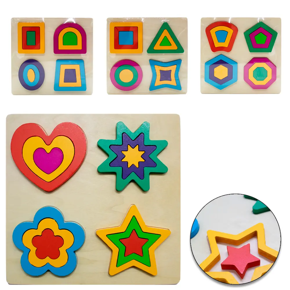 Wooden Shape Matching Puzzle Board – 22.5 x 22.5 cm Dony Toys