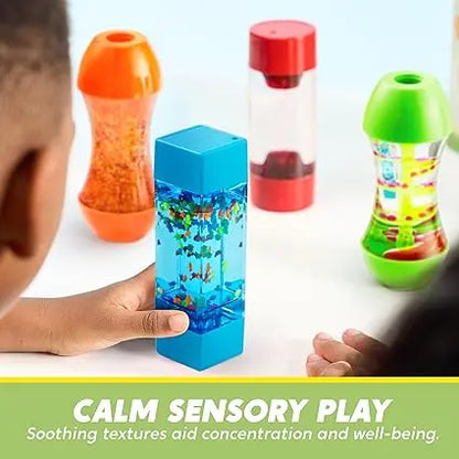 JOYIN 4-Pack Liquid Motion Fidget Toys for Kids, Emotional Learning Resources,Intellectual Sensory Toys for Babies, Special Needs Developmental toys for autism，Anxiety Relief Toy for Kids Joyin