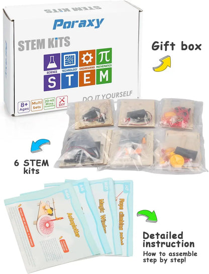 STEM Kits - 6 in 1 STEM Projects for Kids - Toys Building Kits Poraxy