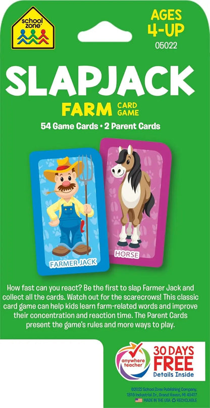 School Zone Flash Cards: Fazenda Slapjack - Animais, Contagem, Combinação, Vocabulário e Mais School Zone Publishing