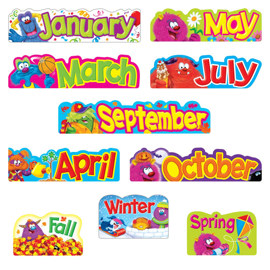 Furry Friends® Monthly & Seasonal Headers Mini Bulletin Board Set