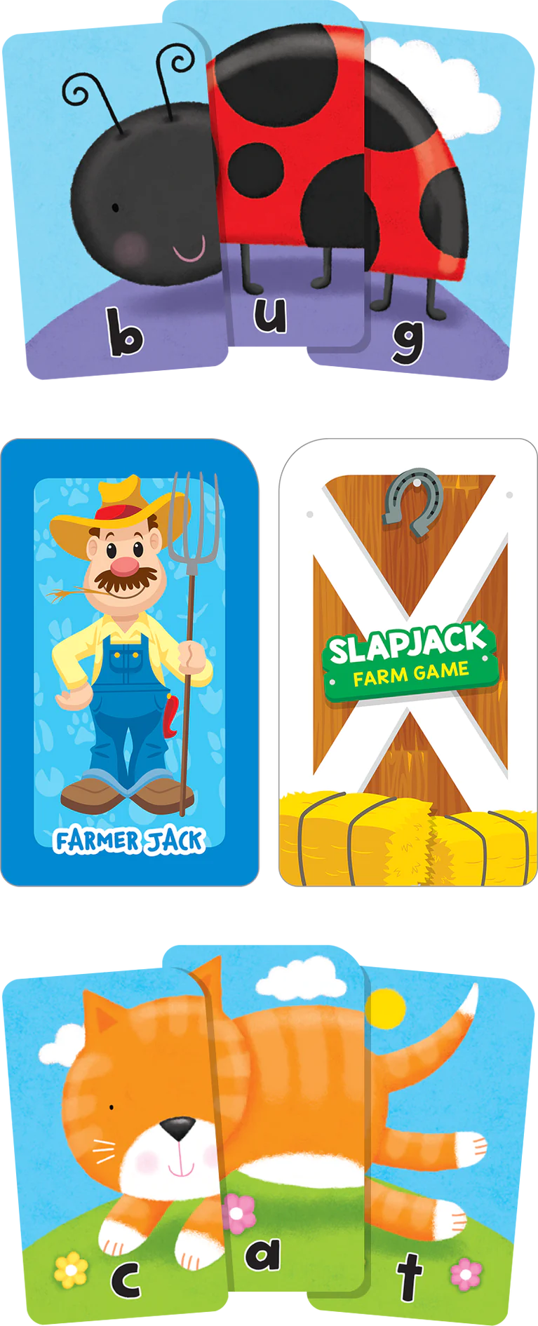 Get Ready Game Cards Three-Letter Words & Slapjack Farm (2-Pack) - Flash Cards