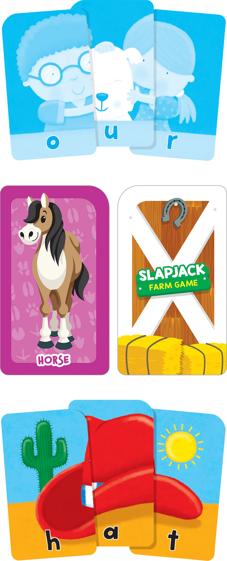 Get Ready Game Cards Three-Letter Words & Slapjack Farm (2-Pack) - Flash Cards
