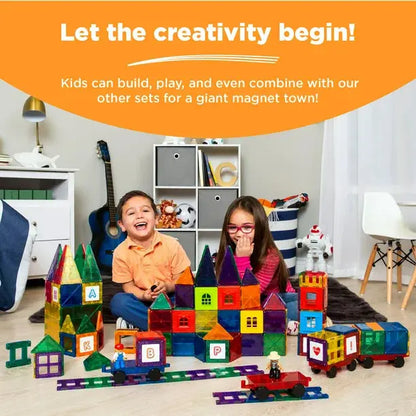 Magnetic Tiles Set Construction Building Blocks Educational STEM Toy with Case Best Choice Products