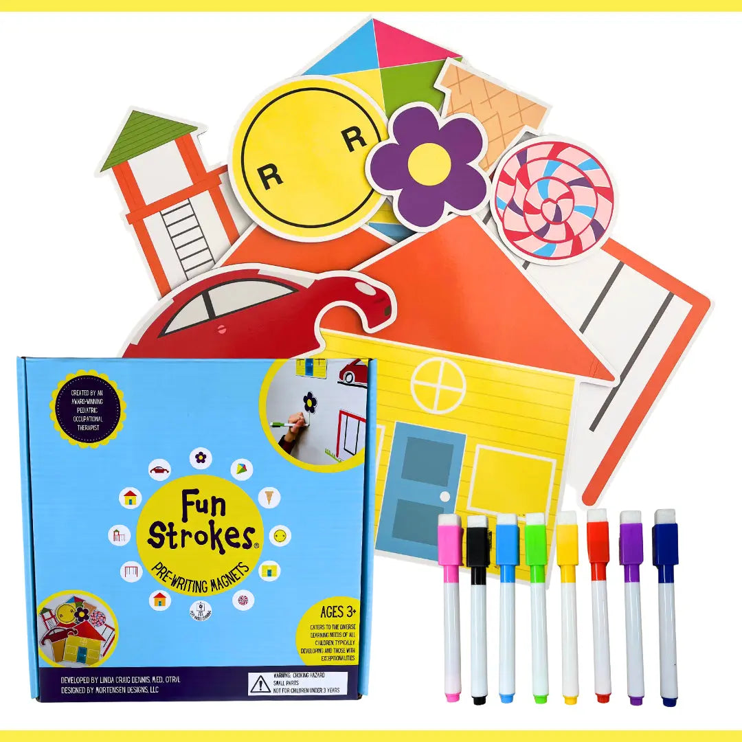 Fun Strokes Book (Paperback) and Pre-writing Magnets Bundle Fun Strokes