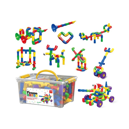 PicassoTiles PTT136 - Conjunto de 136 Peças para Construção e Desenvolvimento Infantil com Elementos Musicais Picasso Tiles