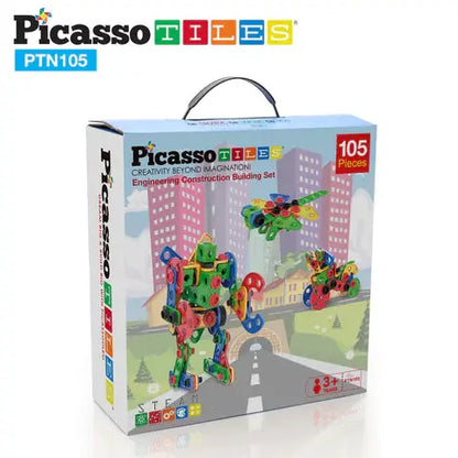 PicassoTiles 105pc Engineering Construction Set with Power Drill Picasso Tiles