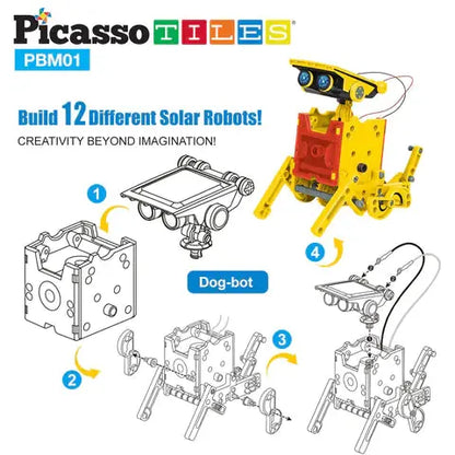 PicassoTiles 12-in-1 STEM Kids Solar Powered Space Robot Science Kit PBM01 Picasso Tiles