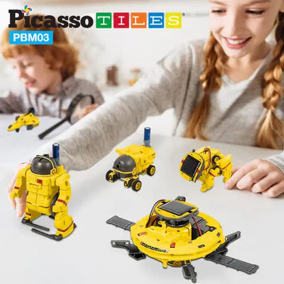 PicassoTiles 6-in-1 STEM Kids | Robô Espacial Movido a Energia Solar Picasso Tiles