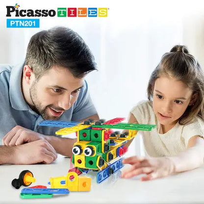 PicassoTiles 201pc Engineering Construction Set with Power Drill Picasso Tiles