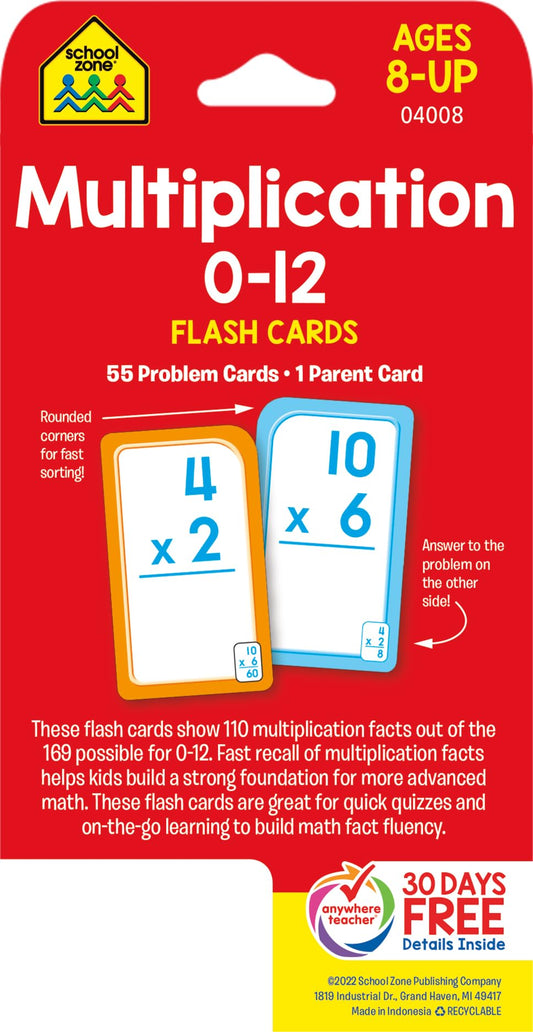 School Zone - Multiplication 0-12 Flash Cards