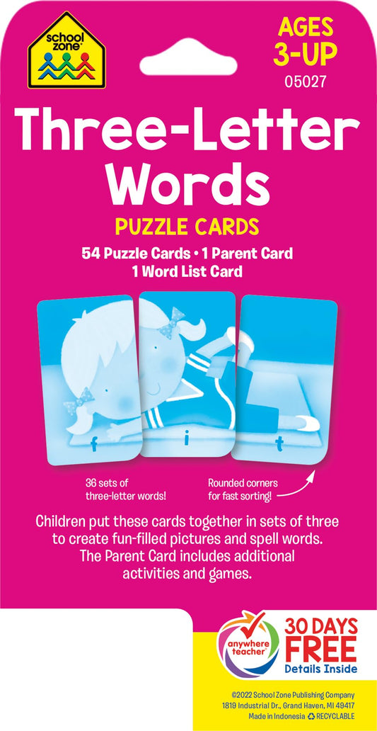 School Zone - Three-Letter Words Puzzle Flash Cards