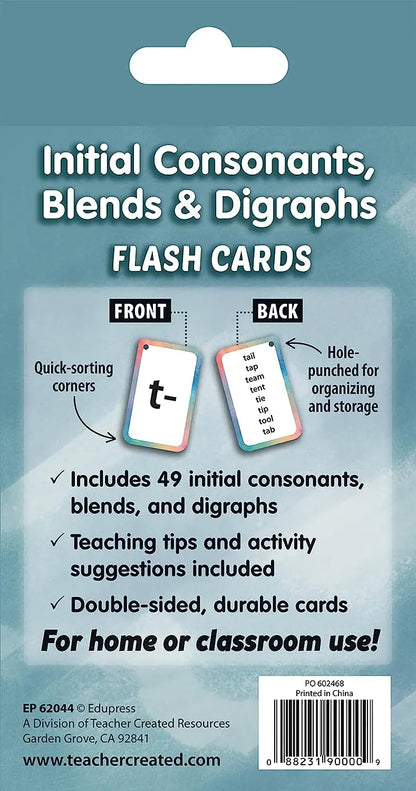 Teacher Created Resources Initial Consonants, Blends & Digraphs Flash Cards Teacher Created Resources