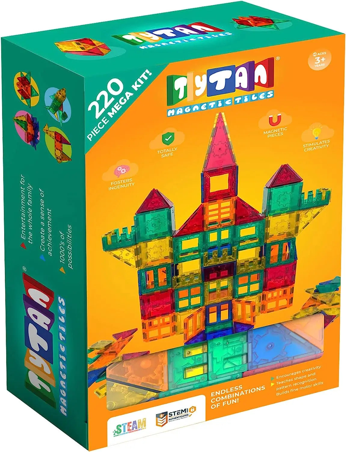 Tytan Tiles 220-Piece Supersized Magnetic Tiles Building Set Tytan