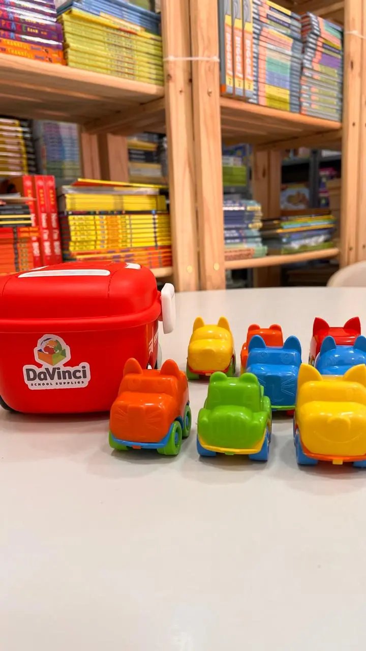 Plastic Organizer with Handle and Wheels – Red Firefighter Theme with 8 Cars Cosy