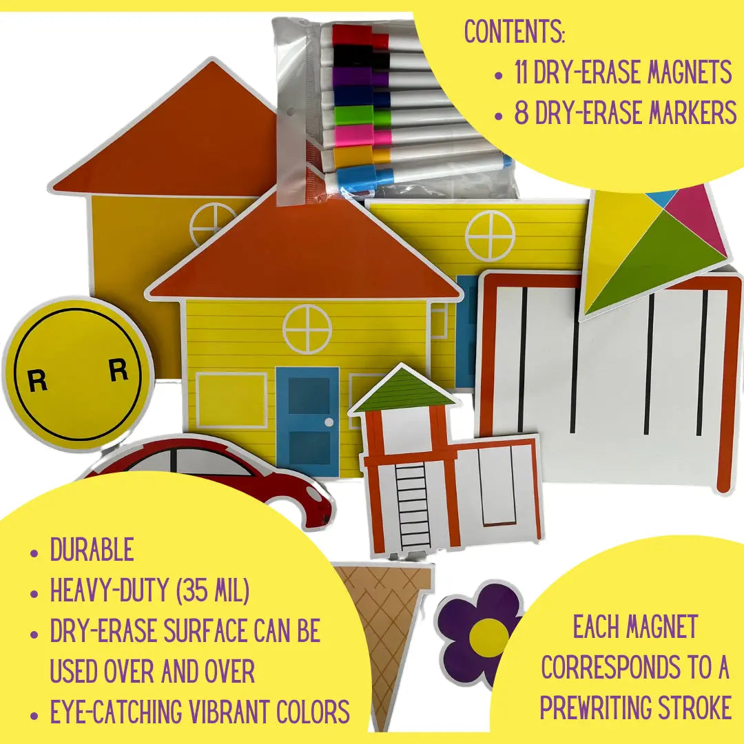 Fun Strokes Book (Paperback) and Pre-writing Magnets Bundle Fun Strokes