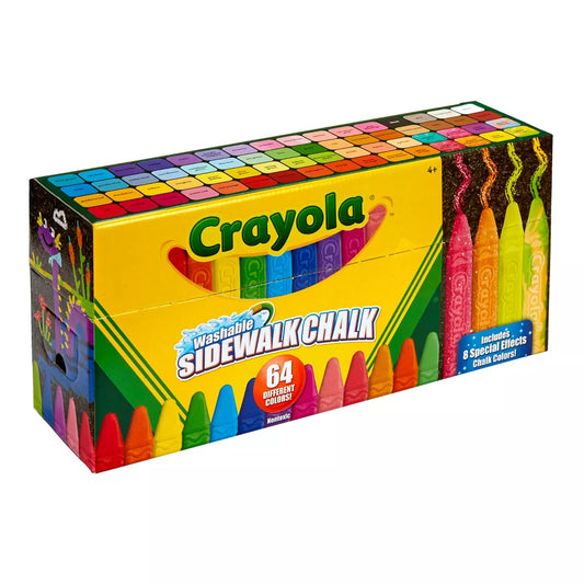 Crayola 64ct Sidewalk Chalk | Giz Lavável para Calçadas e Paredes de 64 peças