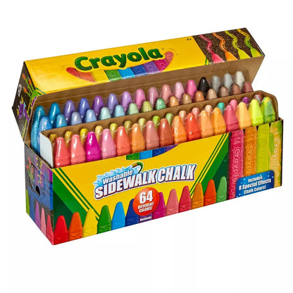 Crayola 64ct Sidewalk Chalk | Giz Lavável para Calçadas e Paredes de 64 peças Crayola
